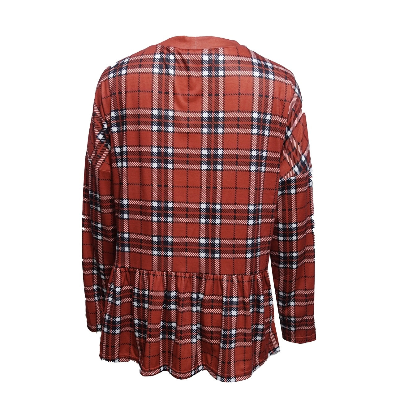 Ladies' Autumn And Winter New Fashionable Checkered Patchwork Printed Long Sleeved Knitted Cardigan Jacket