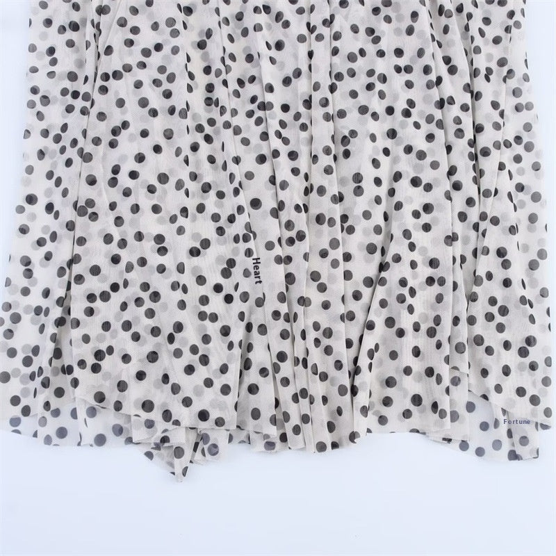 Summer Adult Lady Like Woman Style Elegance Retro Polka Dot Long Sling Dress